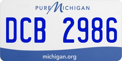 MI license plate DCB2986