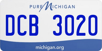 MI license plate DCB3020