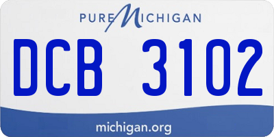 MI license plate DCB3102