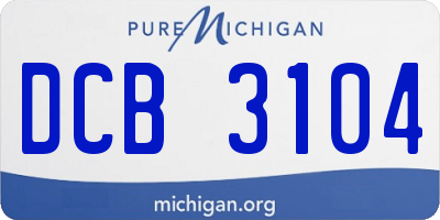 MI license plate DCB3104