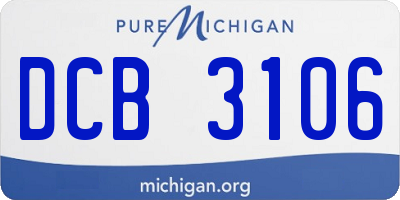 MI license plate DCB3106