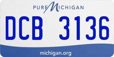 MI license plate DCB3136