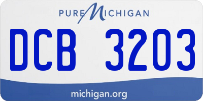 MI license plate DCB3203
