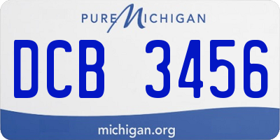 MI license plate DCB3456