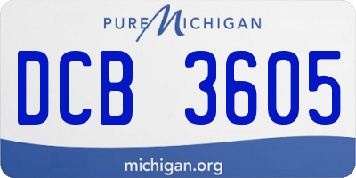 MI license plate DCB3605