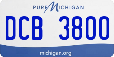 MI license plate DCB3800