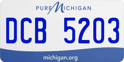 MI license plate DCB5203