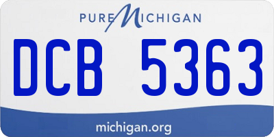 MI license plate DCB5363