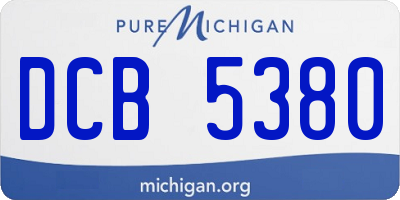 MI license plate DCB5380