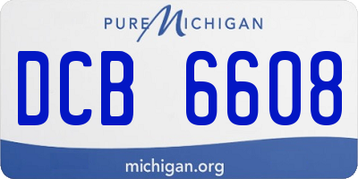 MI license plate DCB6608