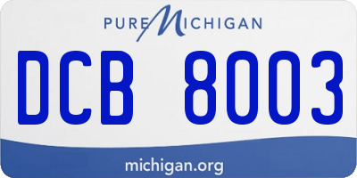 MI license plate DCB8003
