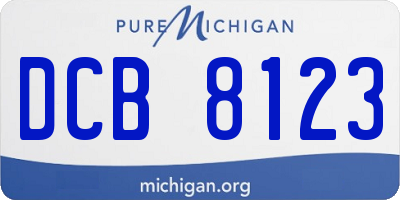 MI license plate DCB8123