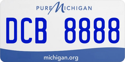 MI license plate DCB8888