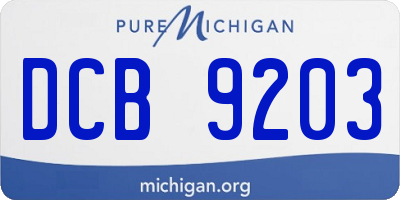 MI license plate DCB9203