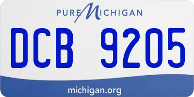 MI license plate DCB9205