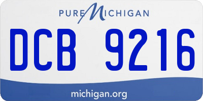 MI license plate DCB9216
