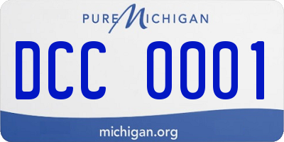 MI license plate DCC0001