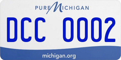 MI license plate DCC0002