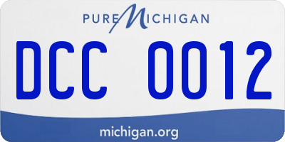 MI license plate DCC0012