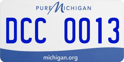 MI license plate DCC0013