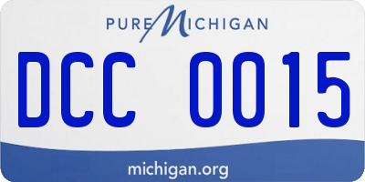 MI license plate DCC0015