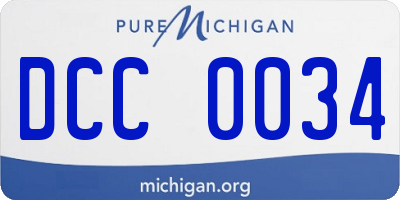 MI license plate DCC0034