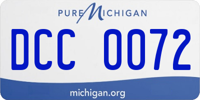 MI license plate DCC0072