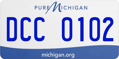 MI license plate DCC0102