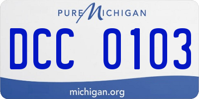 MI license plate DCC0103