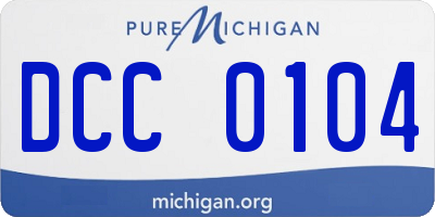 MI license plate DCC0104