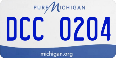 MI license plate DCC0204