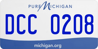 MI license plate DCC0208