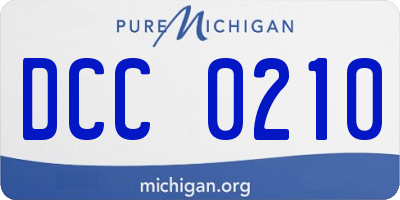 MI license plate DCC0210