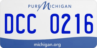 MI license plate DCC0216