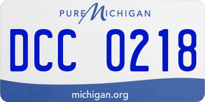 MI license plate DCC0218