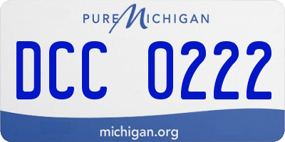 MI license plate DCC0222