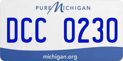 MI license plate DCC0230