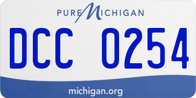 MI license plate DCC0254