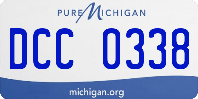 MI license plate DCC0338
