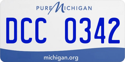 MI license plate DCC0342