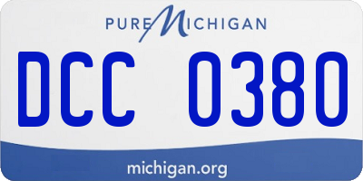 MI license plate DCC0380