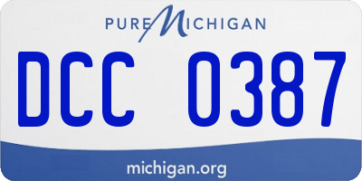 MI license plate DCC0387