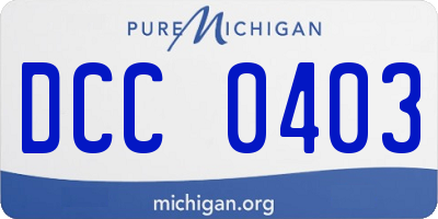 MI license plate DCC0403