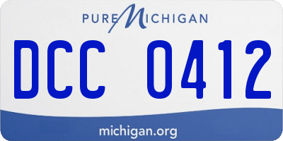 MI license plate DCC0412