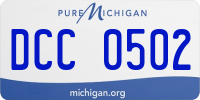 MI license plate DCC0502