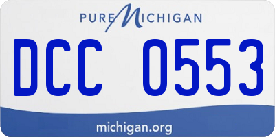 MI license plate DCC0553