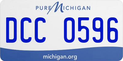 MI license plate DCC0596