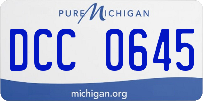 MI license plate DCC0645