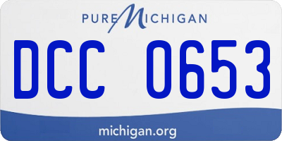 MI license plate DCC0653