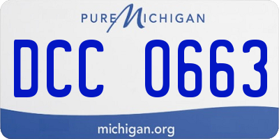 MI license plate DCC0663